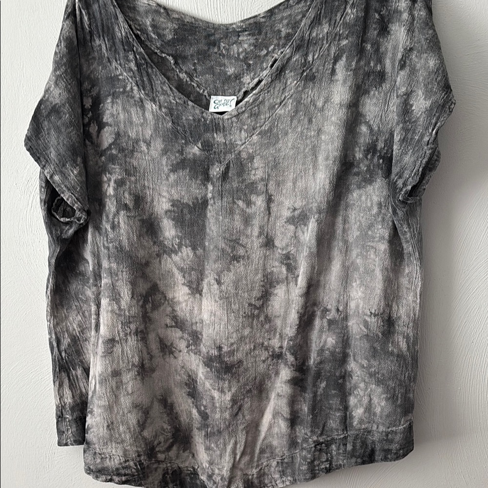 Oh My Gauze Gray Tie-Dye Women's Top
